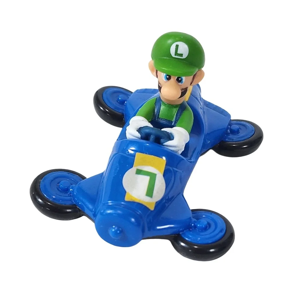 Nintendo Mario Kart Luigi Blue Racing Kart Mini Figure Toy Collectible 2 Inch